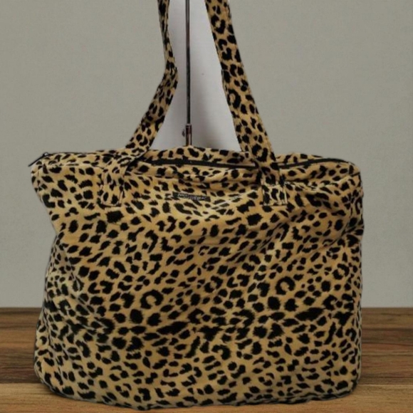 Vintage 90's Betsey Johnson Leopard Print Velvet Tote - Picture 1 of 8